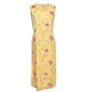 Vintage Style Studio Midi Dress Yellow Pink Floral